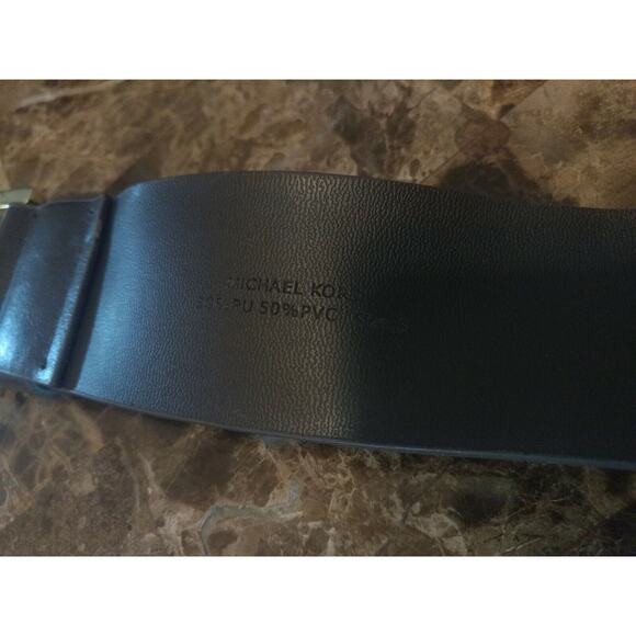Michael Kors Dark Brown Faux Leather Gold Buckle Belt Size Small - Picture 3 of 6